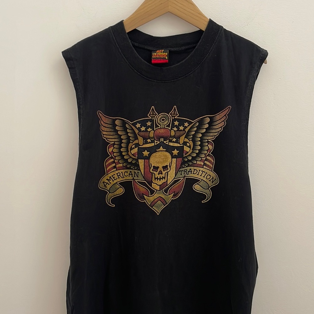 Over-Sized Sleeveless Biker Tee Skull Medium